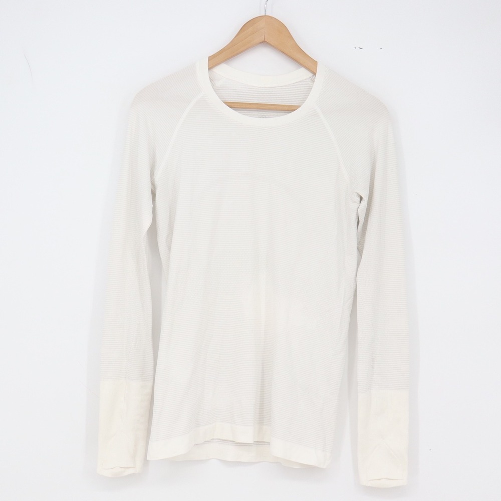Lululemon Long Sleeve Womens L Swiftly Tech White Mesh Thumbhole Excellent